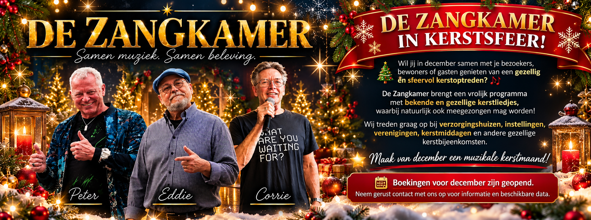 Wil jij in december samen met je bezoekers, bewoners of gasten genieten van een gezellig en sfeervol kerstoptreden? 🎶
